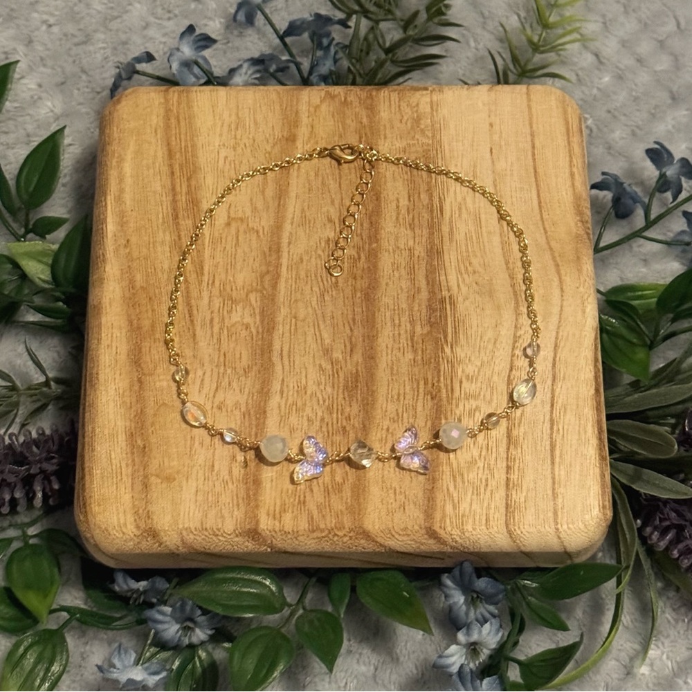 Iridescent butterfly choker